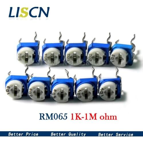 30pcs RM065 RM-065 100 200 500 1K 2K 5K 10K 20K 50K 100K 200K 500K 1M ohm Trimpot Trimmer Potentiometer variable resistor