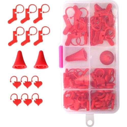 40/50 Pcs Plastic Knitting Tools Locking Stitch Markers Crochet Latch Knitting Tools Needle Clip Hook Red Heart Socks Shaped