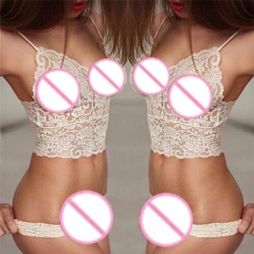 4XL Sexy Women Hollow Lace Tube Tops Sexy Lingerie Pants Briefs Underwear Set