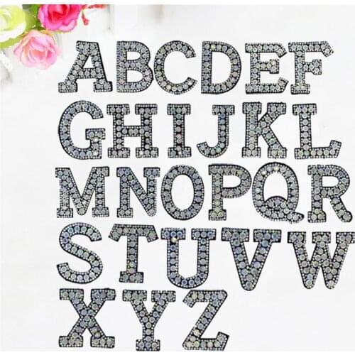 A-Z Letter Rhinestone Patch Iron-on Patches Garment Applique Clothing Stickers