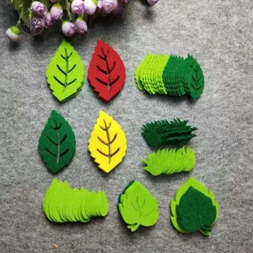 DIY Crafts Accessories Leaves Handmade Felt Pad Non Woven Green Tree Patch Kindergarten School Wall Decoration Kids Party