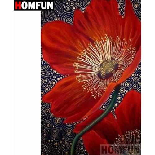 HOMFUN Full Square/Round Drill 5D DIY Diamond Painting "Red flower" 3D Diamond Embroidery Cross Stitch Home Decor A18616