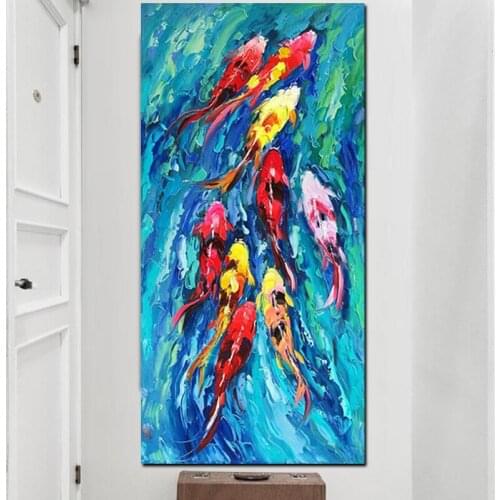Diamond Painting Chinese Abstract Nine Koi Fish Landscape Mosaic Picture Of Rhinestones Diamond Embroidery Cross Stitch Decor