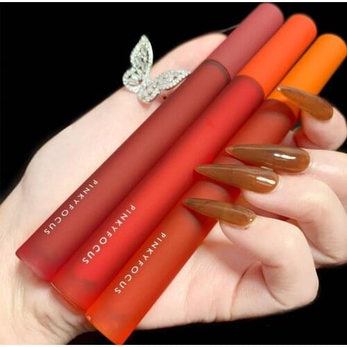 Pinkyfocus lip gloss pencil air cushion orange red lip cream long lasting waterproof smooth brown matte lipstick AC352