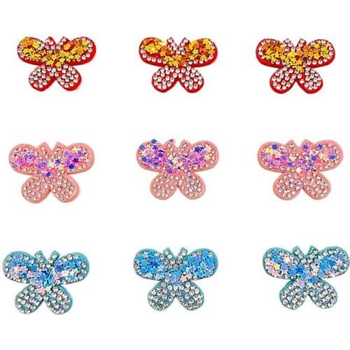 10Pcs Butterfly Sparkly Sewing Felties Applique Fabric Pads Rhinestone Bling Felt for Scrapbooking Wedding Decor Garments Supply