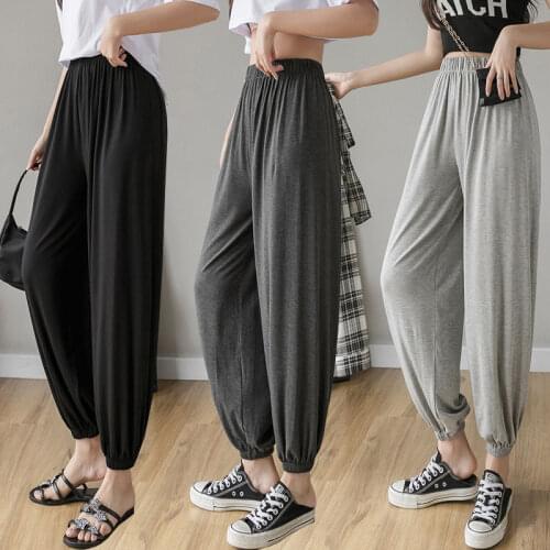 Modal Wide-Leg Pants WomenS Summer Thin Loose Large Size Sports And Leisure Harlan High-Waisted Leggings Bloomers