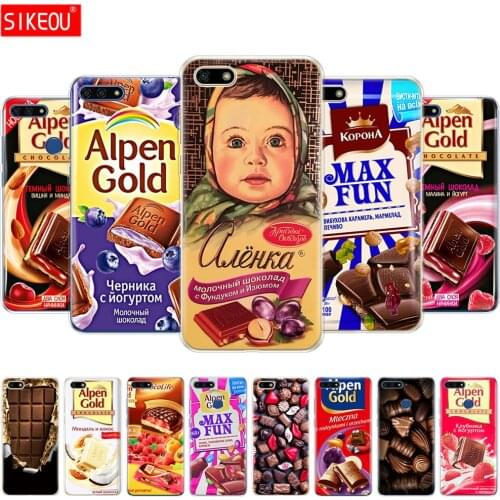 Silicon For Huawei Honor 7A PRO Case huawei Y6 2018 Prime y5 2018 prime Y9 honor 7c pro Phone Back Cover alenka bar chocolate