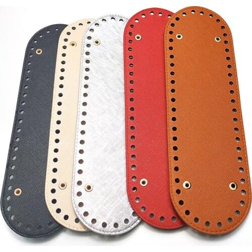 New 1PC Fashion Oval Long Bottom for Knitting Bag PU Leather 52 Holes Handmade DIY Handbags Bottom Replacement Bag Accessories
