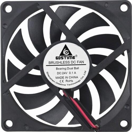 GDSTIME DC 24V 80x80x10mm Double Ball Bearing 2 Pin Connector 80mm Cooling Fan 8010 for Computer Case CPU Cooler Radiator