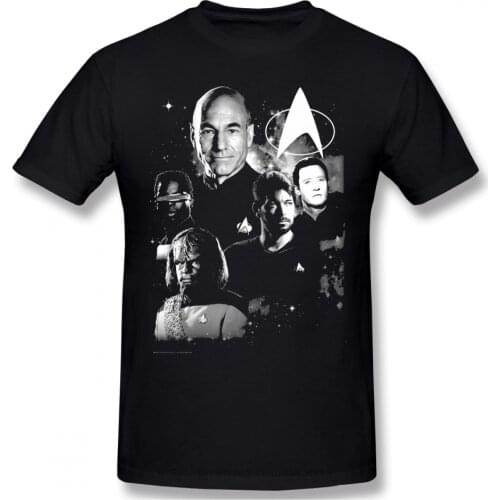 Next Generation Character Collage Poster Cloth Print Crewneck Cotton T-Shirt Star Trek Science FictionTV Series Men Streetwear