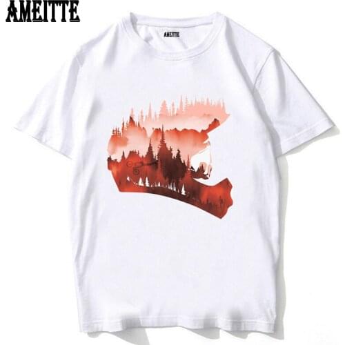 New Summer Fashion Men Short Sleeve Fullface MTB Bike Print T-Shirt Funny Bicycle Sports Hip Hop Boy Casual Tops Man White Tees