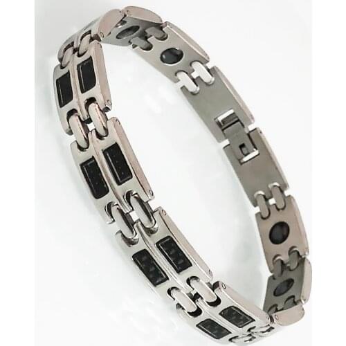 Great Quality Polished Stainless Steel Bracelet Men Energy Bio Health Care Magnetic Wrist Bracelets Homme Fashion Jewelry Gift