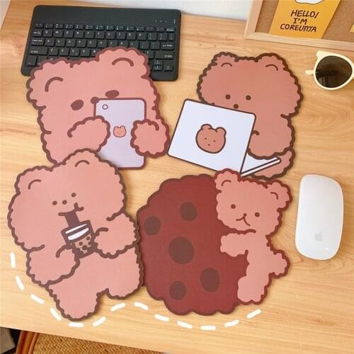 Achotop Kawaii Cute Bear Mouse Pad Cute Ins Girl Heart Student Computer Small Mouse Non-slip Pad Desktop Keyboard Pad PC Gamer