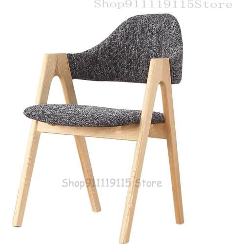 Customized Solid Wood Leisure Office Computer Chair Nordic Cloth Chair Household Single Person Bent Willow Back Chair Coffee Din