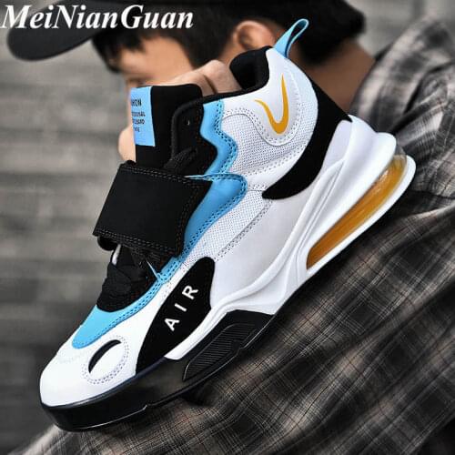 Fashion Mens Sneakers Air Cushion Large Size Winter Men Shoes High-top Mens Casual Shoes Black Warmest Plush Male Sneakers B18