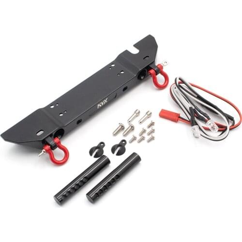 KYX Racing Alloy Front Bumper with Lights Lamp Upgrades Parts for 1/10 RC Crawler Car Axial SCX10 SCX10 II 90046 Traxxas TRX4