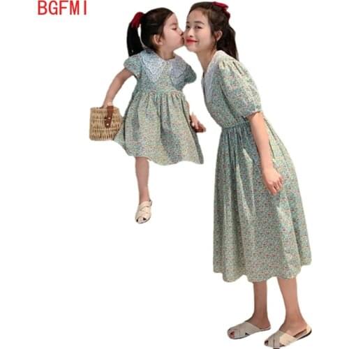 Summer Clothes vestidos Girl Dress Baby Parent-child dress Floral Dress Mother Daughter Costume Parentage clothes Family fitted