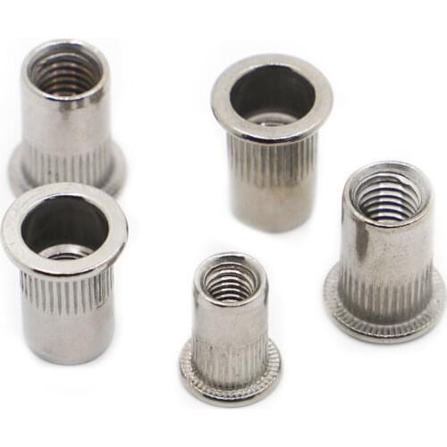M3 M4 M5 M6 M8 M10 M12 304 Stainless Steel Flat Head Threaded Rivet Insert Nutsert Cap Rivet Nut
