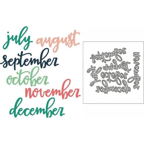 New JUL to DEC Words Script 2020 Metal Cutting Dies for DIY Scrapbooking and Card Making Decorative Embossing Craft No Stamps