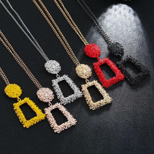 Fashion Jewelry Geometric Charm Metal Women Chain Long Necklace Pendant Sweater