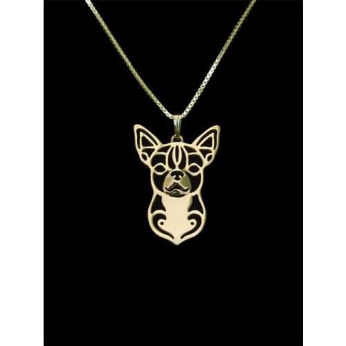 Trendy personalized cute Chihuahua dog pendant women gold silver statement necklace