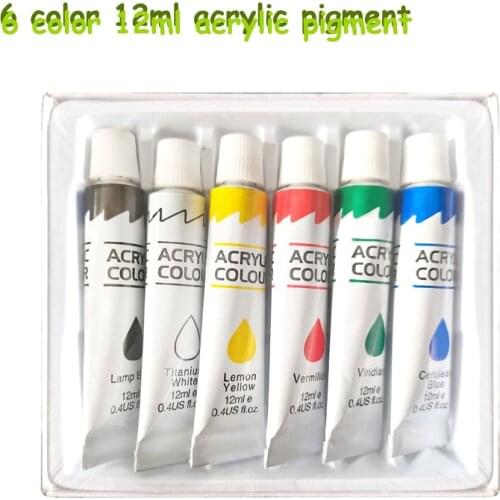 12Ml Of 6Colors Set Acrylic Paint Color Peinture Pigment For Artists Ceramic Stone Wall Craft Paints Color Pigments