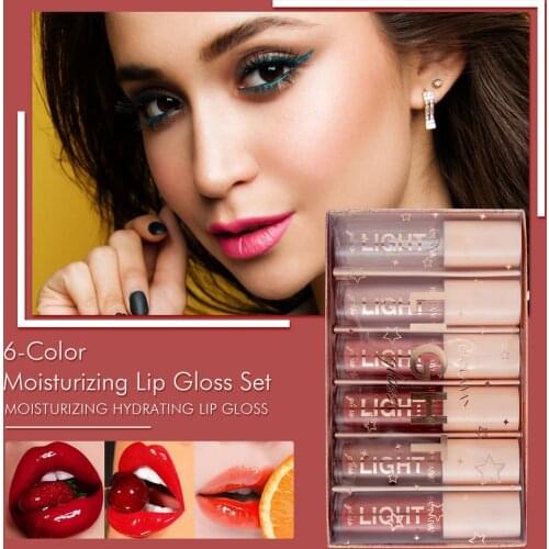 6 Colors Glossy Lipstick Set Pigmented Liquid Lip Gloss Gift Set Nourish Plump and Sexy Lips Perfect Gift for Friend Family