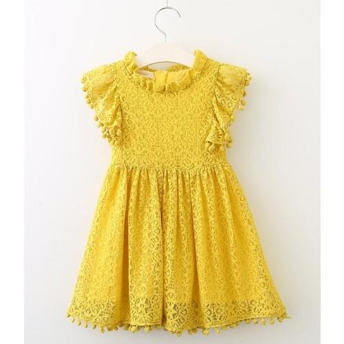 Nerlero Girls Dresses 2021 Hot Sale Summer Brand Girls Clothes Lace and Ball Design Baby Girls Dress Party Dress for 3-7 Years