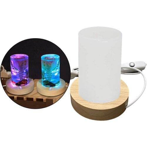 Night Light Silicone Resin Mold - Lamp Resin Mold and USB Powered Wood LED Display Base Stand to DIY Bedside Lamp Candle Making