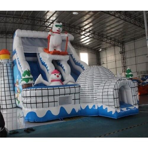 New arrvail Customized snow jumping bouncer fun city inflatable bouncy castle with slide for sale