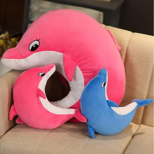 Ocean Animal Dolphin Plush Toy Sofa Pillow Cushion Cartoon Fish Stuffed Doll Kids Girl Room Decor Children Xmas Birthday Gifts