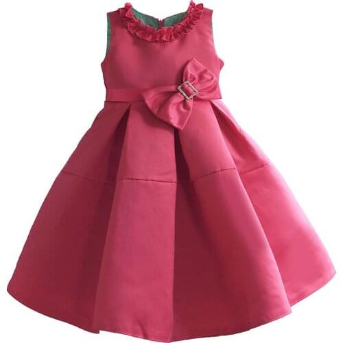 Girls Dress Ruffle Collar Summer Princess Party Dresses Super Bow Christmas Wedding Pageant Children Clothes Size 3-8