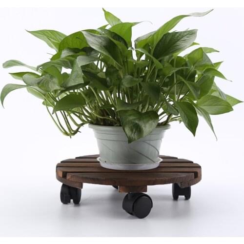 Rolling Plant Stand Caddy Dolly Planter Trolley Tray with Lockable Wheels