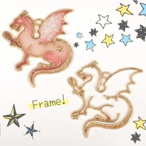 3Pc Dragon Horse Frame Pendant Bezel Setting Cabochon Setting UV Resin Jewelry Open Bezel Charms Accessories