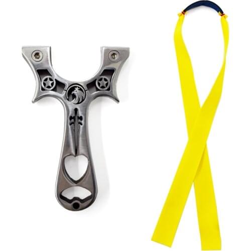 Professional Shooting Slingshot with Flat Rubber Band Metal Material Powerful Mirror Slingshot for Outdoor Sports