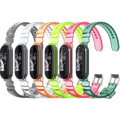 Clear TPU Strap For Xiaomi Mi Band 4 3 6 5 Colorful Transparent Soft TPU Replacement Wristband for xiaomi miband 6 5 4 3 strap