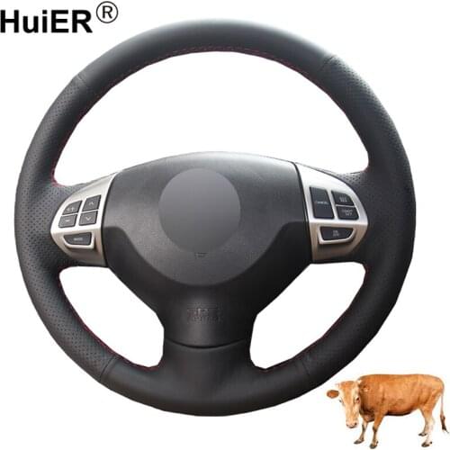 Hand Sewing Car Steering Wheel Cover Top Cow Leather For Mitsubishi Lancer X 10 2007-2015 Outlander 2006-2012 2013 ASX 2010-2013