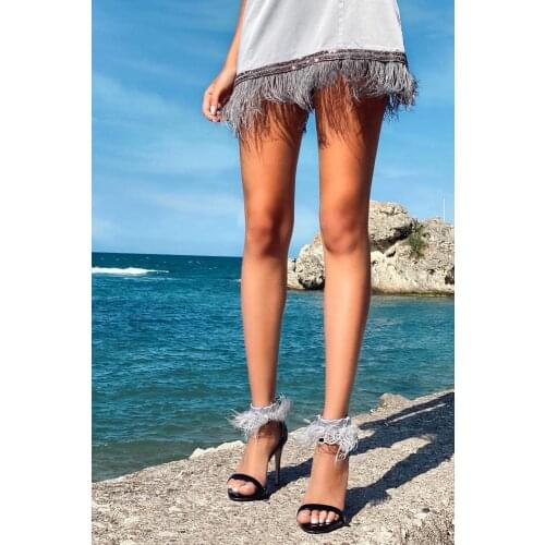 SHANS Gri Tüylü Ayakkabı Aksesuarı