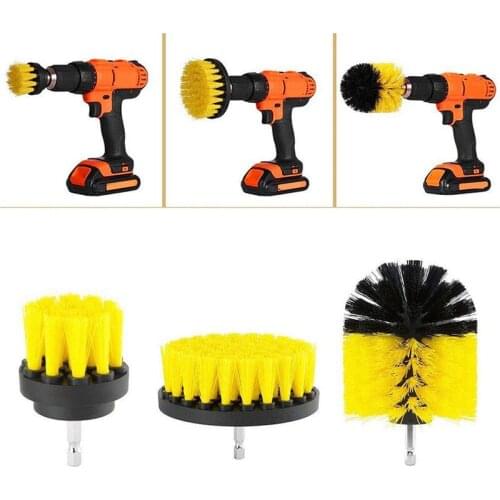 3pcs 2/3.5/4 inch Drill Scrub Clean Brush For Leather Plastic Wooden Furniture Car Interiors Cleaning Power Scrub Power Drill