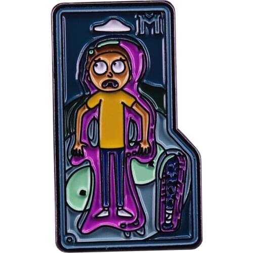 Scared morty collar pin funny cartoon brooch Animated sci-fi series fans great addition