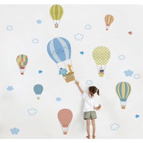 Hot Air Balloons Animals wall stickers decals children Nursery bedroom living room pvc wall sticker