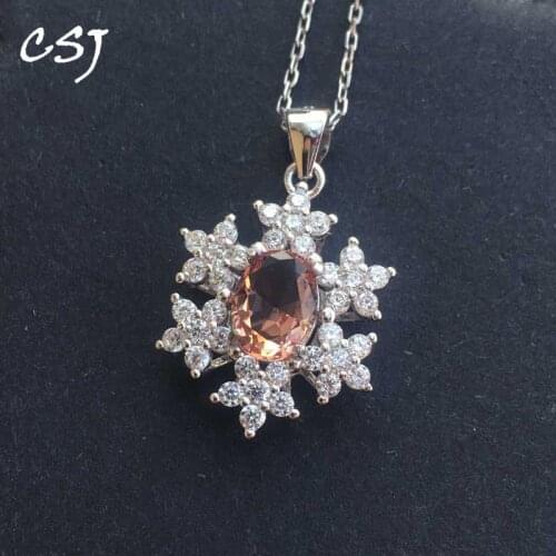 CSJ Snowflake Design Zultanite Pendant Sterling 925 Silver Created Sultanite Color Change Fine Jewelry Women Party Wedding