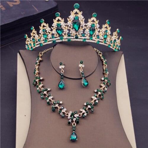 Bridal Jewelry Sets Princess Headband Tiaras Earrings Necklace Sets For Women Wedding Party Crown Necklaces Earring Accessories