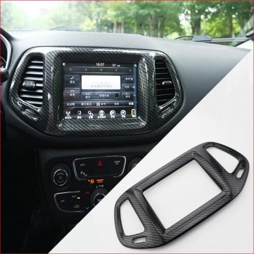 1 Piece ABS Carbon Fiber Car Center Control Navigation Cover Trim Sticker Case For Jeep Compass 2017 2018 Auto Accessories