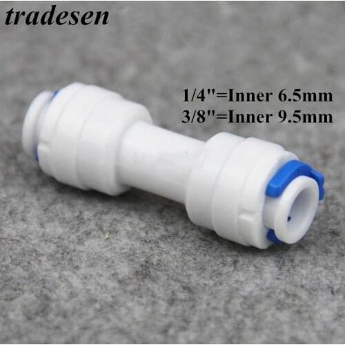 1 PC Straight union 1/4" 3/8" Equal Straight Tube OD Quick Connect Connector Fitting RO Water Reverse Osmosis Aquarium System