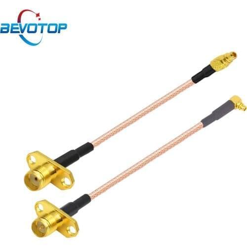 10PCS/LOT MMCX Male to SMA/RP-SMA Female Flange Panel Mount RG316 Pigtail FPV Antenna Extension Cord for TBS Unify PandaRC VTX