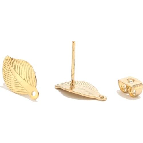 10pcs Tree Earring Settings Gold Post Ear Stud Loop Components DIY for Earring Making Accessories Jewelry