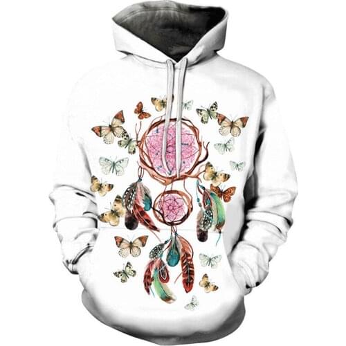 2021 Mens New Colorful Butterfly 3D Hooded Sweatshirts Youth round Neck Pullover Sports Sweatshirts