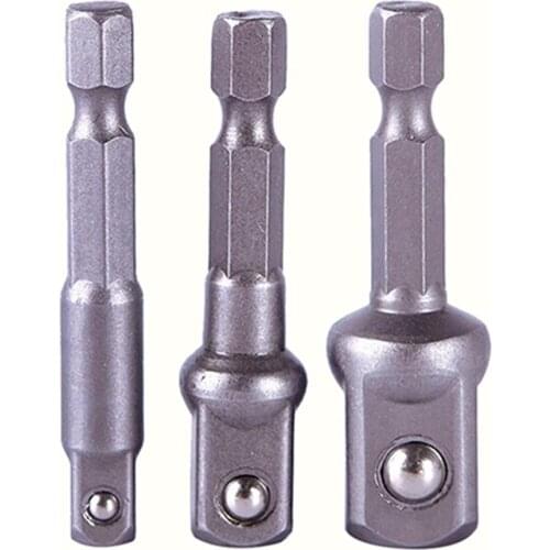 3 Pcs Socket Adapter Set Hex Shank to 1/4 3/8 1/2 Inch Impact Driver Drill Bits 2020