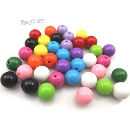 300pcs/lot 14mm Solid Candy Acrylic Beads Plastic Loose Beads 10 Colors For Choose